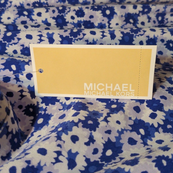 New Michael Kors blue and white floral dress with bell sleeves size medium - Picture 2 of 8